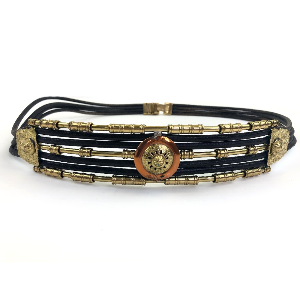 Vintage Fancy Belt Gypsy Womens Hammered Brass